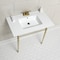 Fauceture KVPB37227W4BB 37-Inch Console Sink with Brass Legs (4-Inch, 3 Hole), White/Brushed Brass KVPB37227W4BB - alternate 3